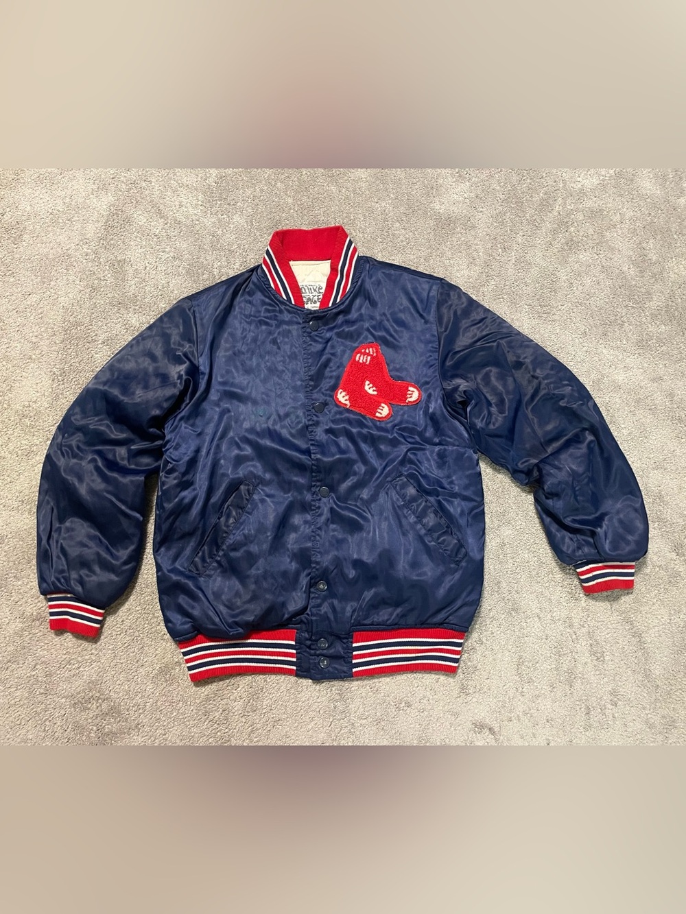 Vintage 80s Boston Red Sox Satin Jacket Youth 16 Adult XS S Twins Enterprises